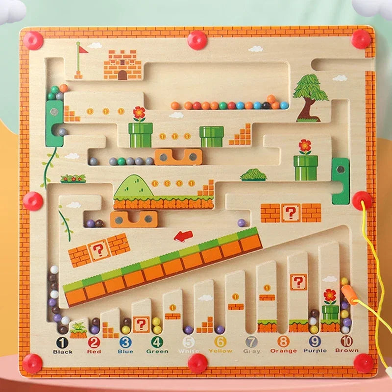 Magnetic Wooden Color & Number Maze