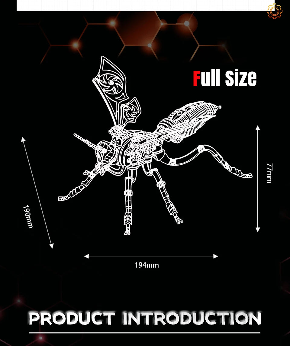 3D Stainless Steel Wasp Model Kit – DIY Mechanical Insect Puzzle Toy for Adults & Teens | Anti-Stress Craft