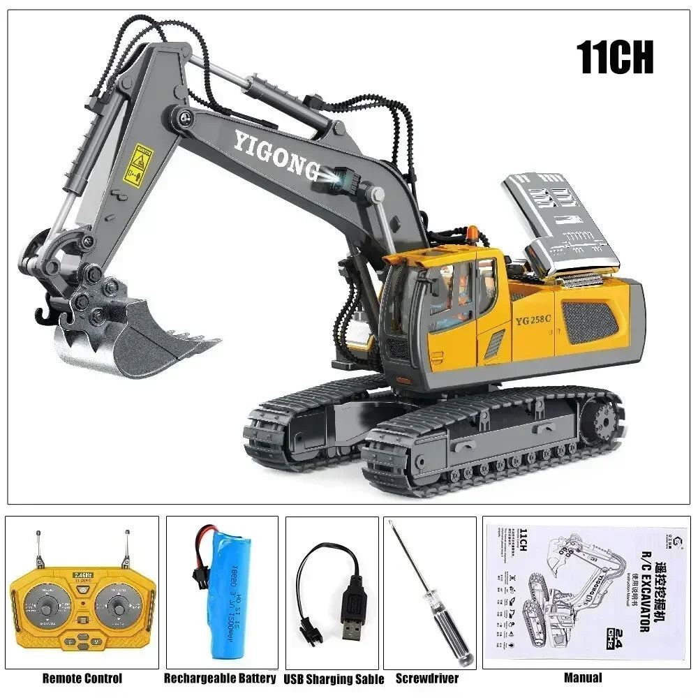 2.4GHz RC Construction Vehicle Series – Excavator, Dump Truck & Bulldozer (Simulated Alloy Models)
