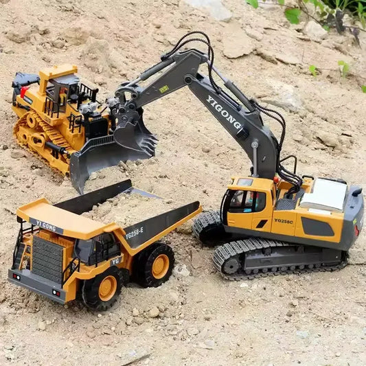 2.4GHz RC Construction Vehicle Series – Excavator, Dump Truck & Bulldozer (Simulated Alloy Models)