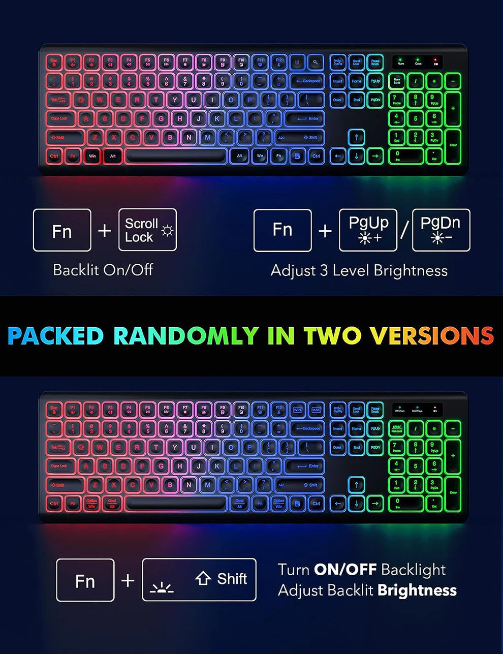 JOMAA Wireless RGB Keyboard & Mouse Combo – Rechargeable, Ergonomic, Multi-Platform
