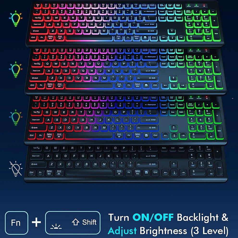 JOMAA Wireless RGB Keyboard & Mouse Combo – Rechargeable, Ergonomic, Multi-Platform