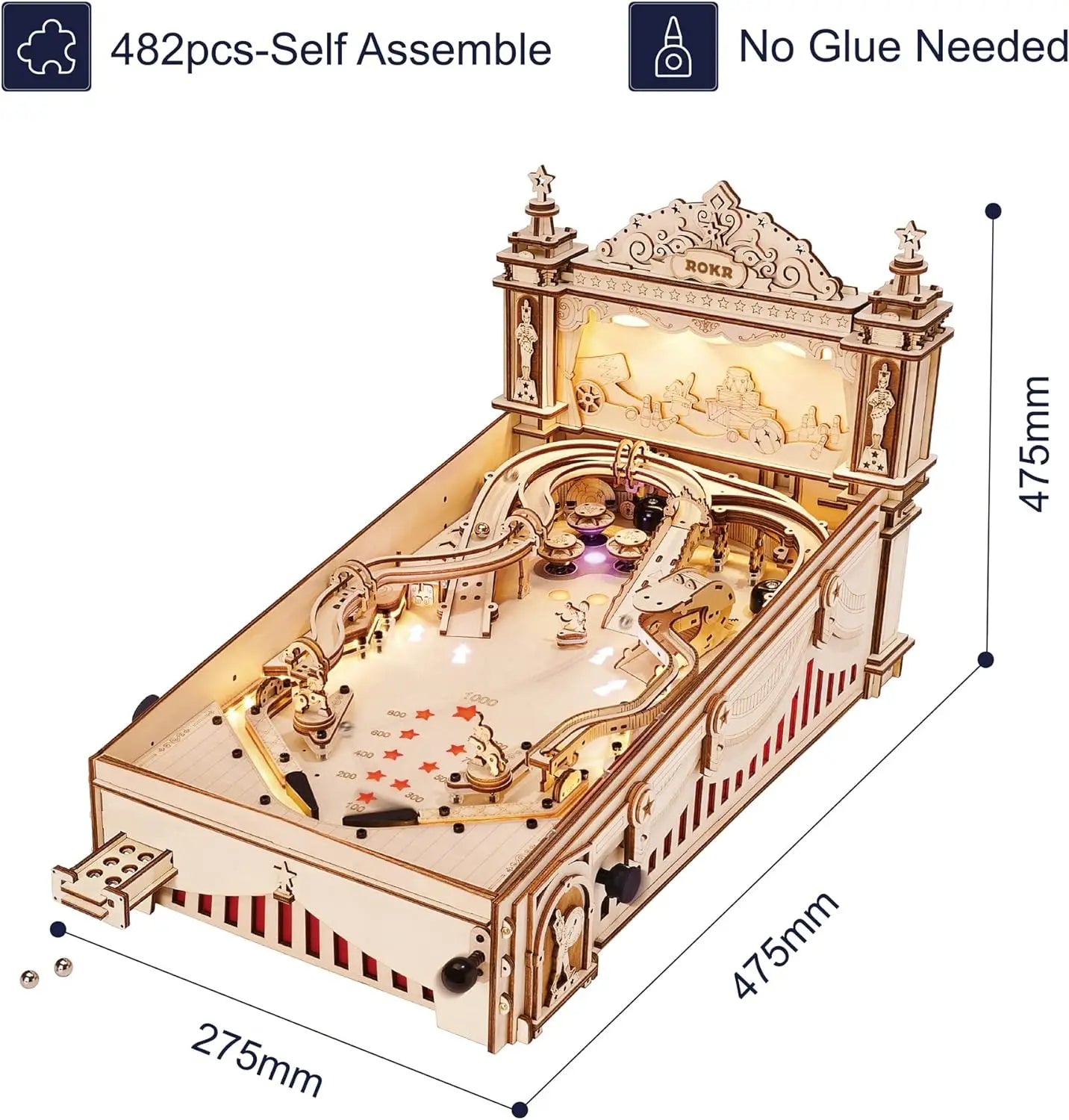 3D Wooden Pinball Machine