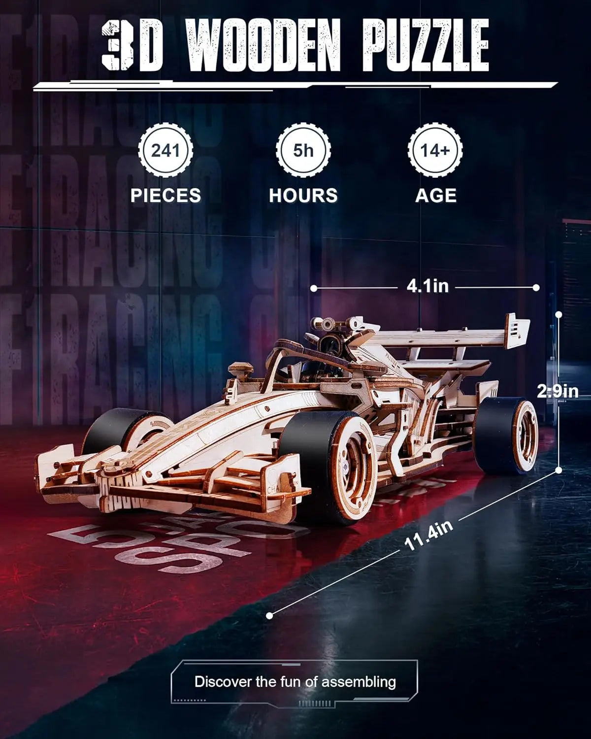 3D Wooden Racing Car Puzzle Kit