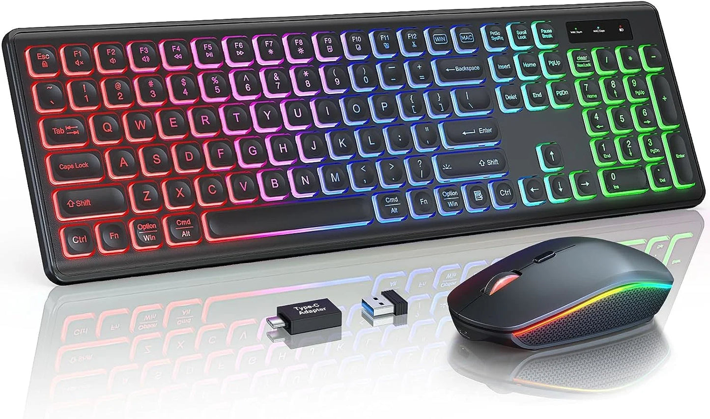 JOMAA Wireless RGB Keyboard & Mouse Combo – Rechargeable, Ergonomic, Multi-Platform