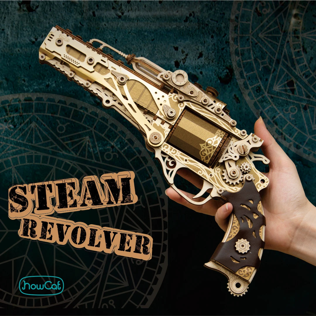 DIY 3D Wooden Puzzle Steam Revolver