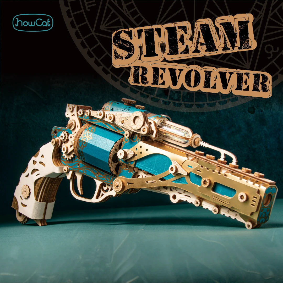 DIY 3D Wooden Puzzle Steam Revolver