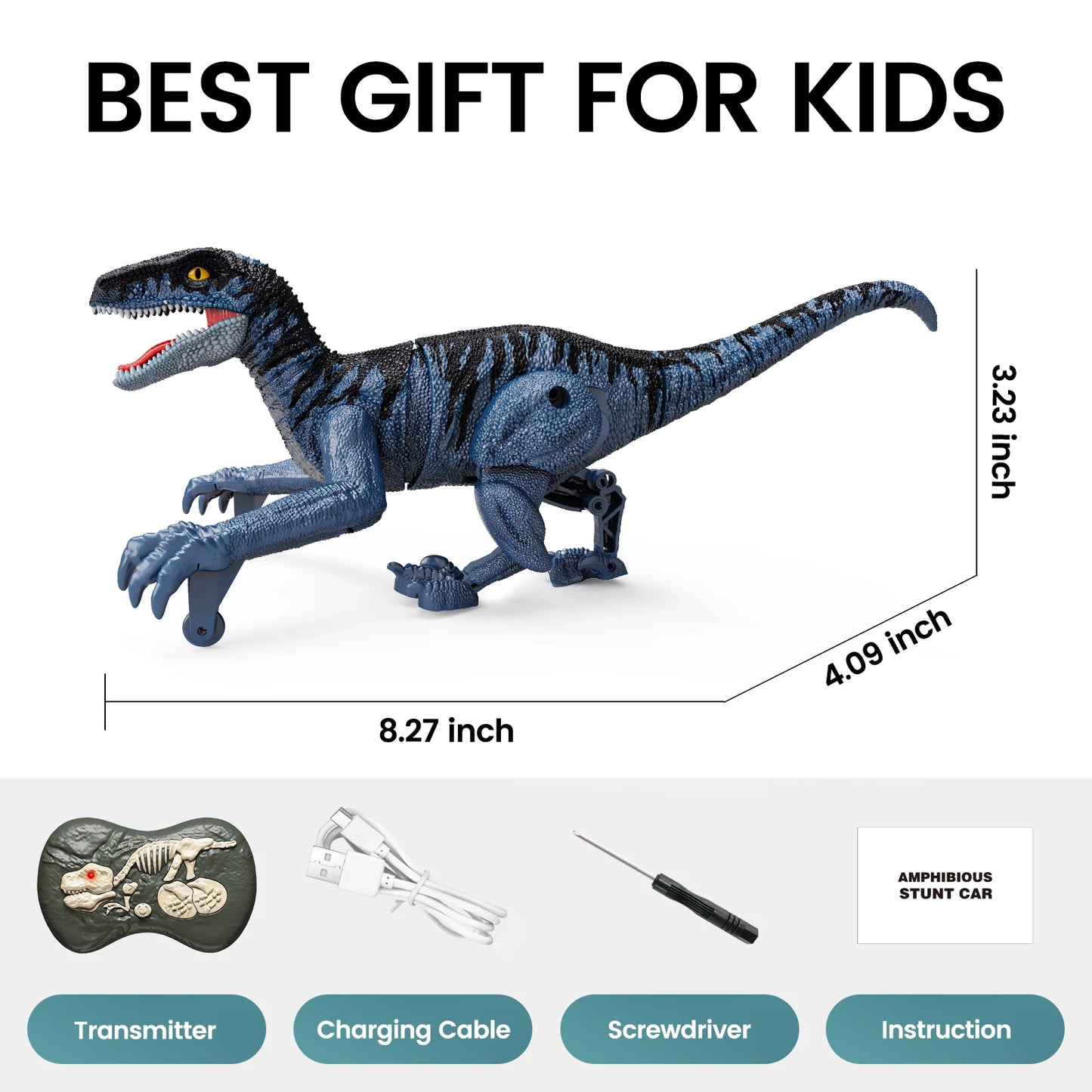 RC Velociraptor Dinosaur – Realistic Walking & Roaring Remote Control Toy (2.4GHz, Auto Mode)