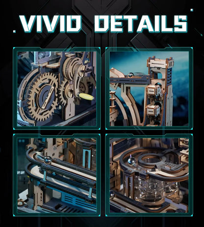 Electric Marble Spaceport – 3D Wooden Puzzle Kit