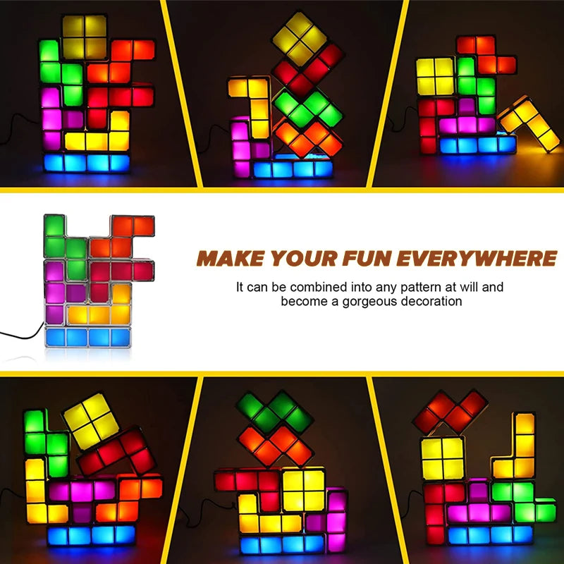 Stackable Puzzle Night Light – 3D DIY LED Lamp with 7 Colors