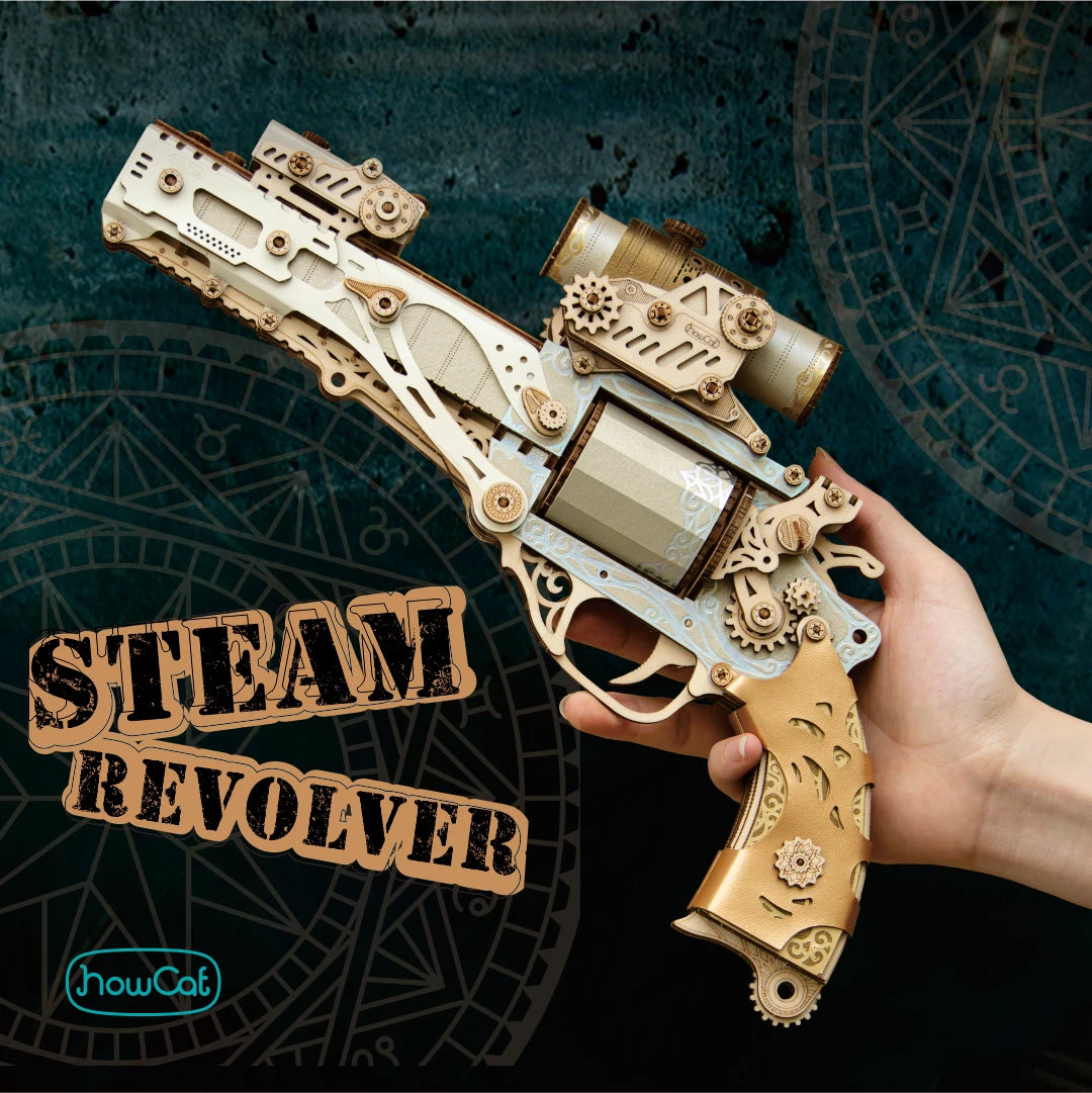 DIY 3D Wooden Puzzle Steam Revolver