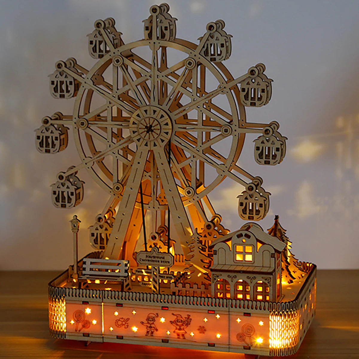 Ferris Wheel 3D Wooden Puzzle – DIY Mechanical Craft Kit & Brain Teaser